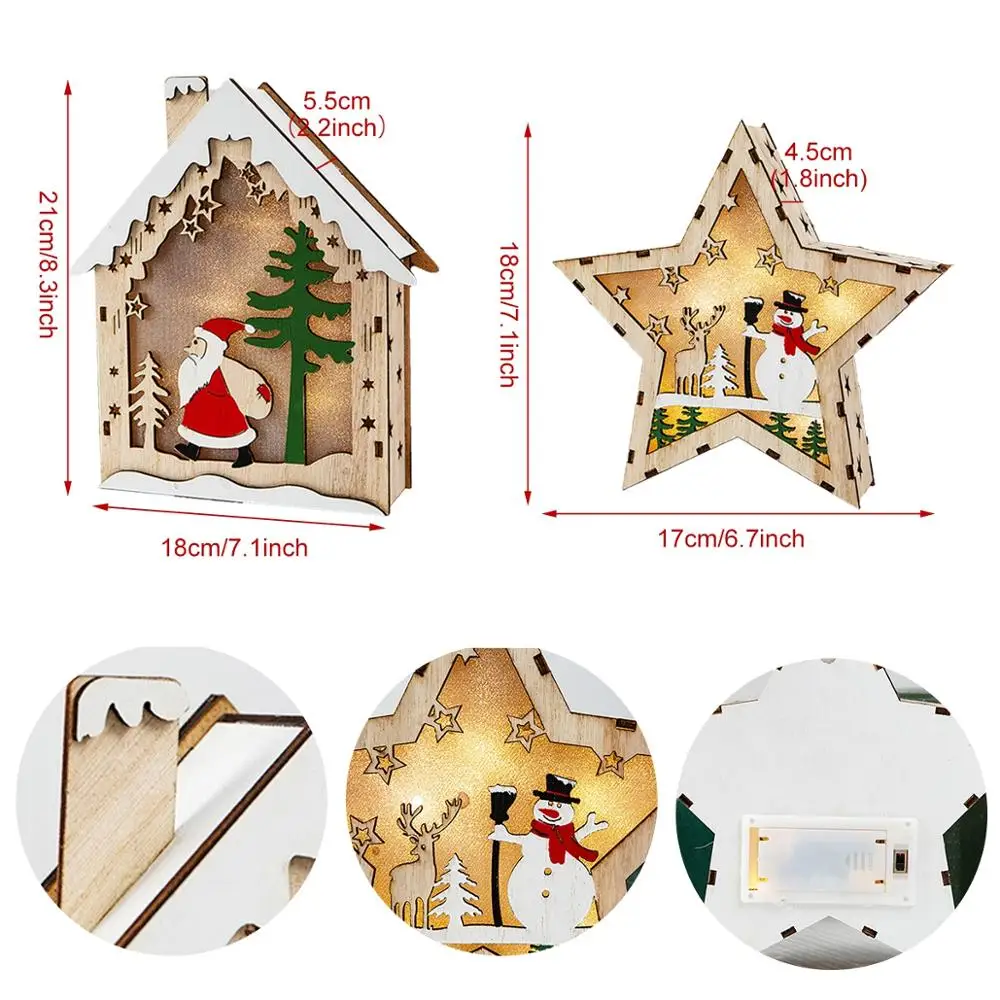 

Snowman Santa Claus Wooden LED Light House Christmas Decoration for Home Xmas Gifts Navidad Natal 2020 New Year 2021