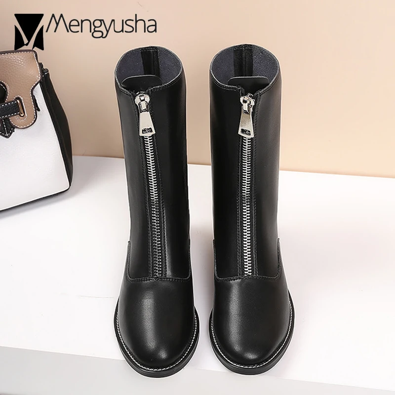 Брендовые Сапоги на молнии женские короткие сапоги с застежкой молнией спереди