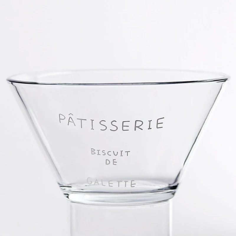 Прозрачная стеклянная чаша для салата с большими белыми термостойкий парик