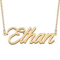 ethan name necklace for women stainless steel jewelry 18k gold plated nameplate pendant femme mother girlfriend gift