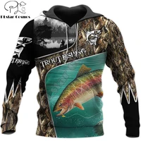 trout fishing camo 3d all over printed men hoodie autumn and winter unisex sweatshirt zip pullover casual streetwear kj453