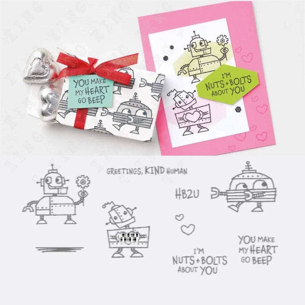 

New Robot Pattern Metal Cutting Dies and Stamps Set Diy Crafts Mold Greeting Card Scrapbook Diary Decoration Embossing Folders