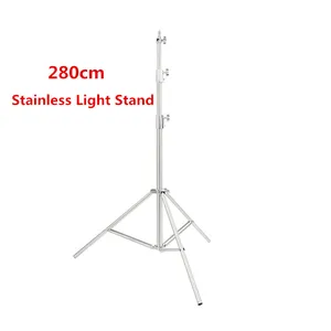Stainless Steel Light Stand 280cm Heavy Tripod Duty for Studio Softbox, Monolight and Other Photographic Equipment