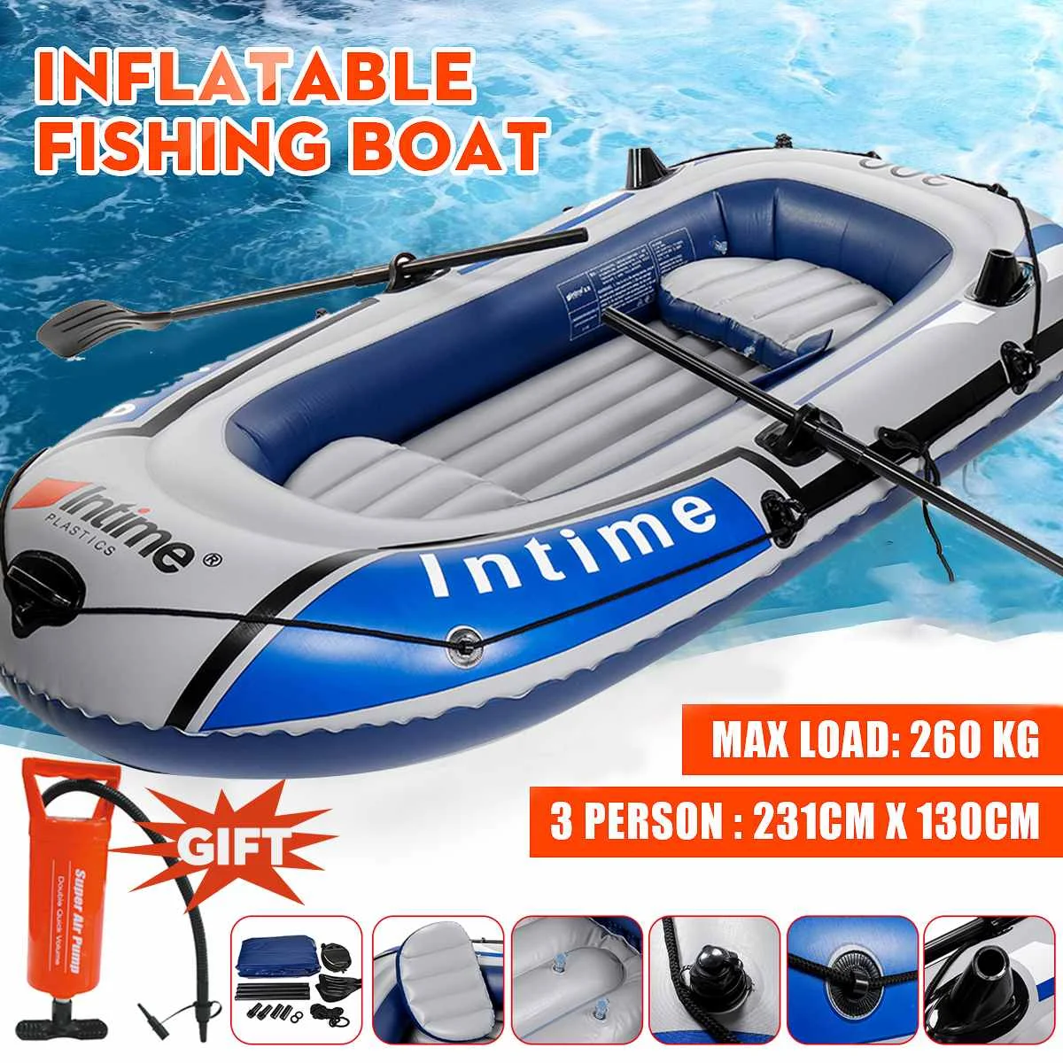 Лодка гребная из ПВХ для водных видов спорта 231x110 см | Спорт и развлечения