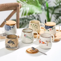 vintage coffee mug unique japanese retro style ceramic cups 380ml kiln change clay breakfast cup creative gift for friends