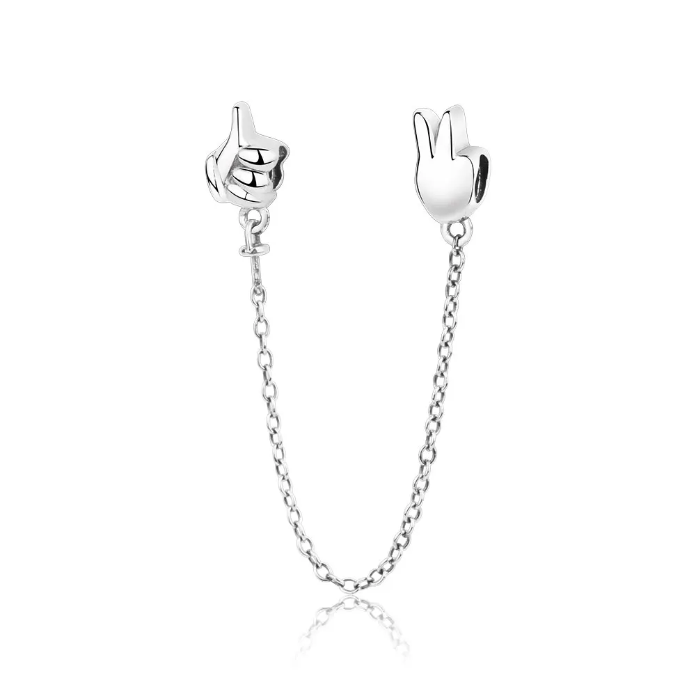 

2018 Summer Collection Gesture Safety Chain Charm Fits Original Europe Charms Bracelet 925 Sterling Silver DIY Jewelry Making