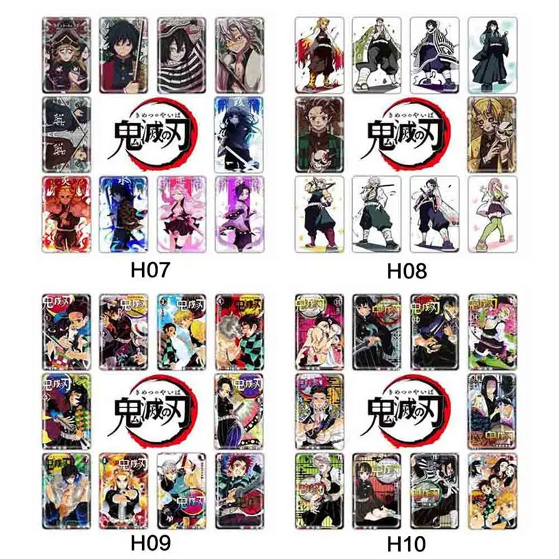 

10PCS/Set Pack DIY Card Classic Kids Stickers Toys For Children Toys Demon Slayer Kimetsu No Yaiba Anime Card Sticker