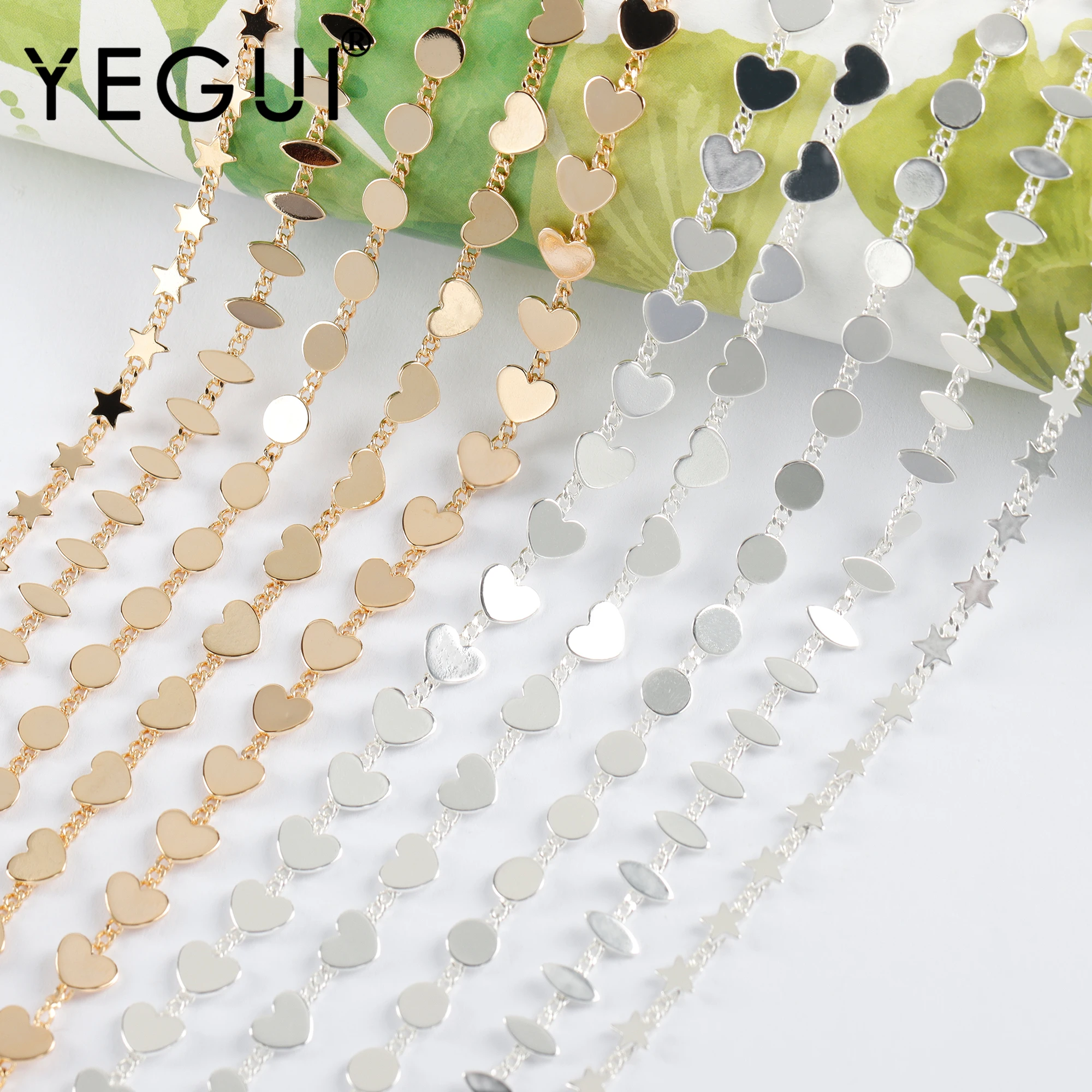 

YEGUI C222,diy chain,jewelry finding,18k gold plated,copper metal,rhodium plated,diy bracelet necklace,jewelry making,1m/lot
