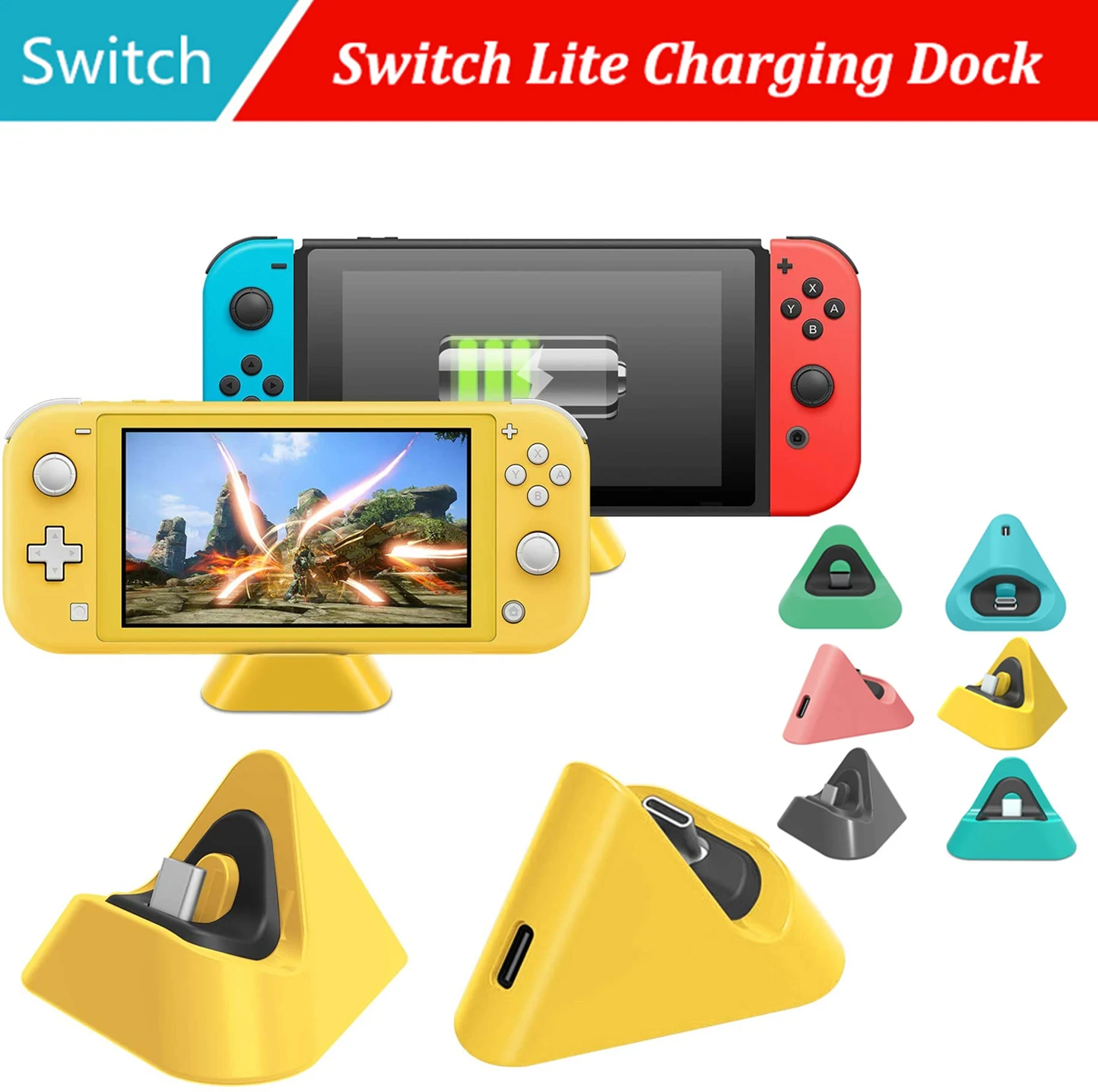 For Nintendo Switch Lite PortableTravel Over-voltage Protection Triangle Charging Stand NS Switch DC15V/1.2A Fast Charging Dock