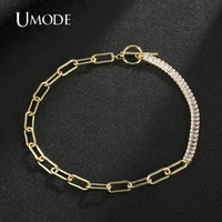 umode fashion zirconia necklaces electroplating gold color for women cz necklace trendy jewelry gifts wedding accessories un0422