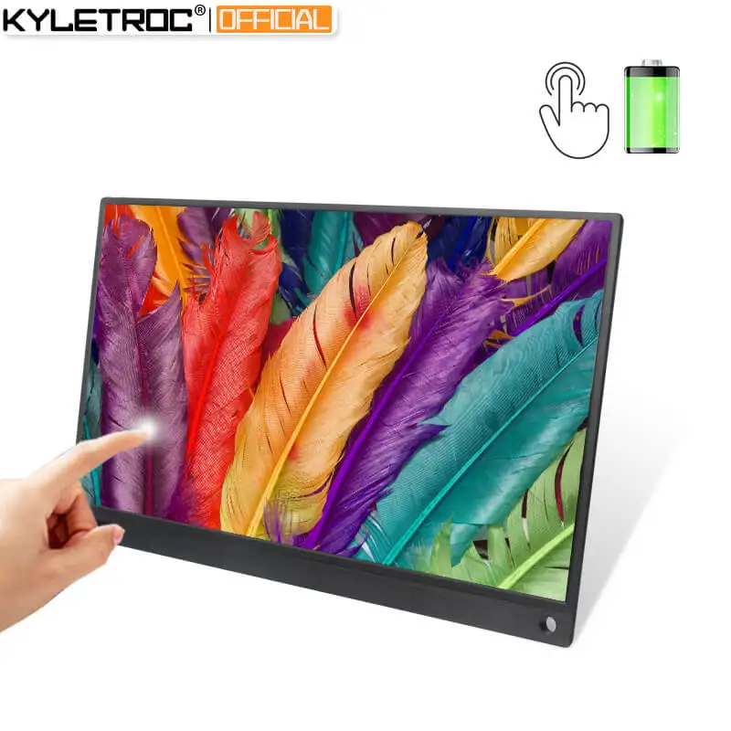 Портативный сенсорный экран KYLETROC 15 6 дюйма USB C HDMI Сенсорный игровой монитор для