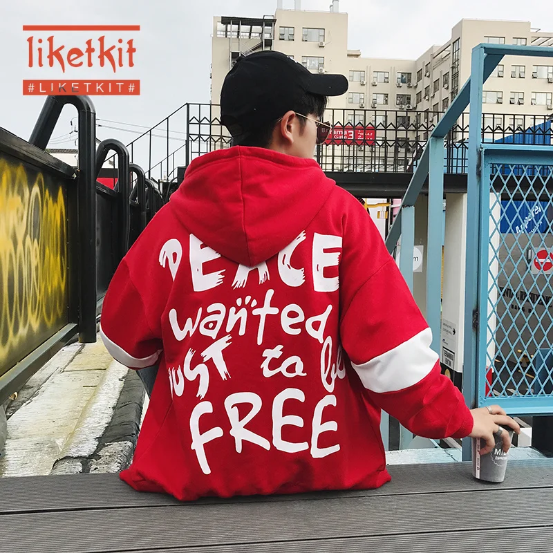 Liketkit кардиган с капюшоном мужские толстовки зима 2019 хип-хоп принт на молнии