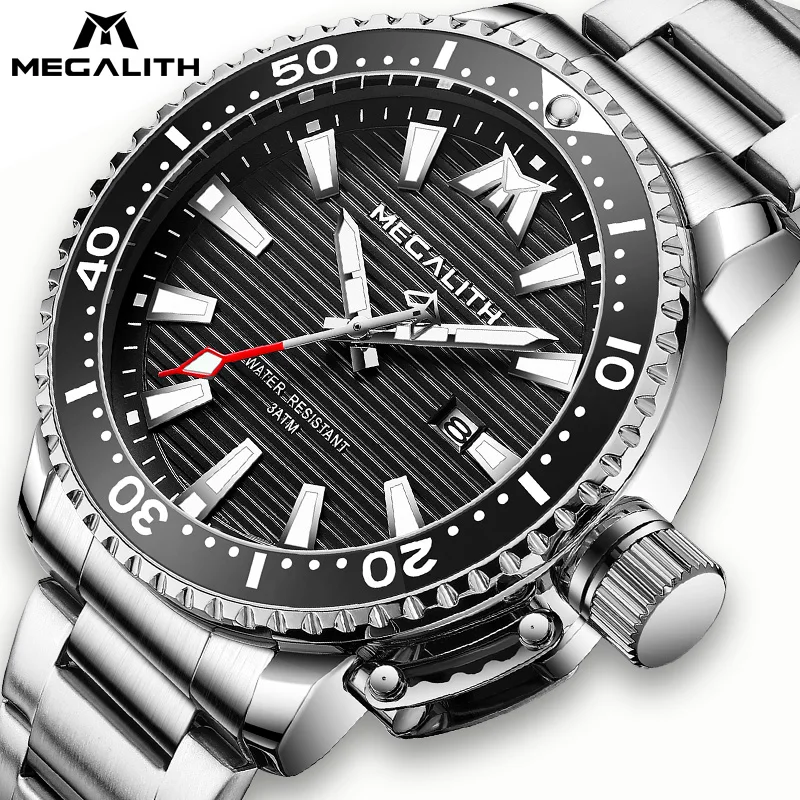 Relogio Masculino 2021 MEGALITH кварцевые часы светящиеся водонепроницаемые мужские полностью