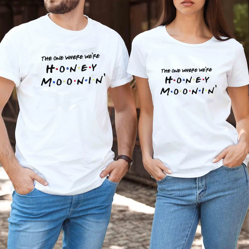 

The One Where We're Honeymoonin' Tshirt Honeymoon Gift Women 2021 Cute Wedding Gift Matching Couple Shirts Just Married Tops XL