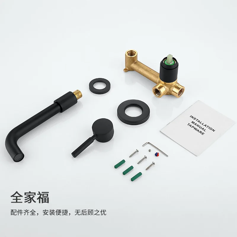 

Bathroom Sink Basin Faucet Bath Mixer Tap Wall Mount Brass Matt Black With Single Handle Hot Cold Water White Rose Gold Set