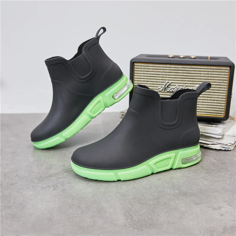 

Non-slip Wear-resistant Rain Boots Men's Air Cushion Low-tube Waterproof Shoes Women's Fashion Rain Boots Size 40-44