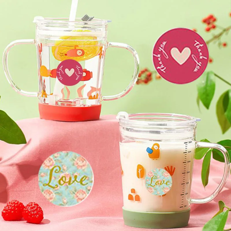 

500pcs/roll Love Heart Flower Shaped Stickers Handmade Gift Seal Labels Self Adhesive Sticker Birthday Wedding Party Supplies