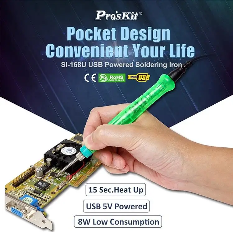 Pro'skit SI 168U 169U паяльник с питанием от USB 8 Вт 5 В электрическая паяльная ручка
