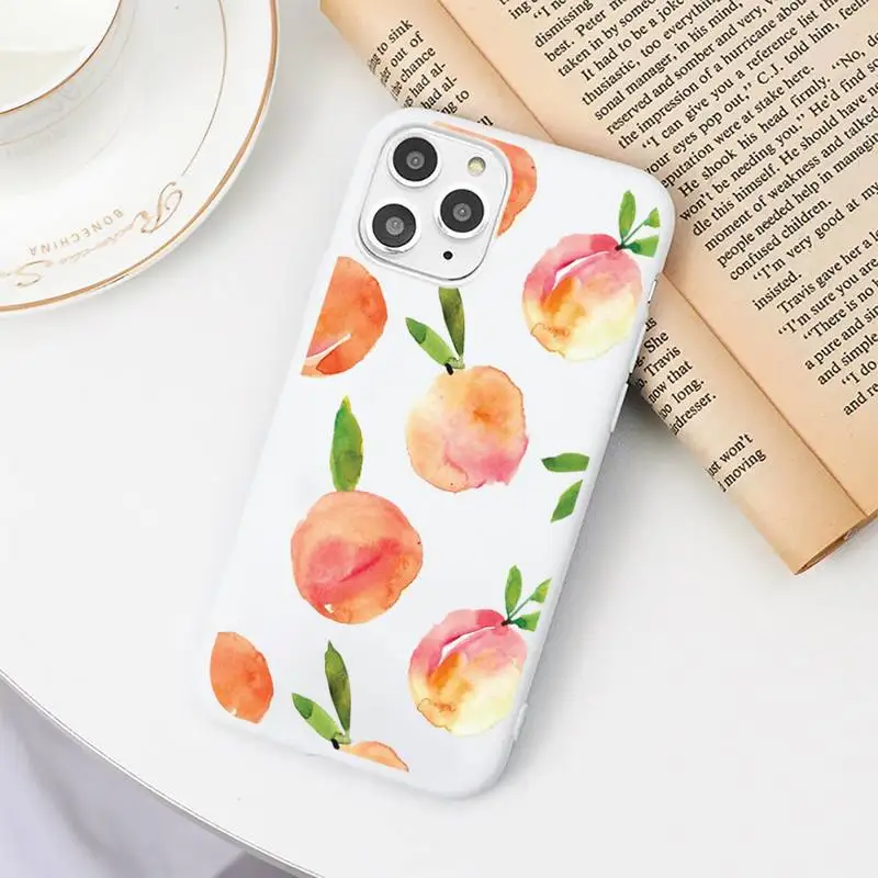 

peach pink fruit food Phone Case Candy Color for iPhone 6 7 8 11 12 s mini pro X XS XR MAX Plus