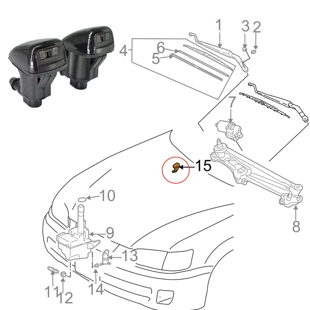 

Car Windshield Washer Wiper Water Spray Nozzle Jet & Hose Connector For Toyota
