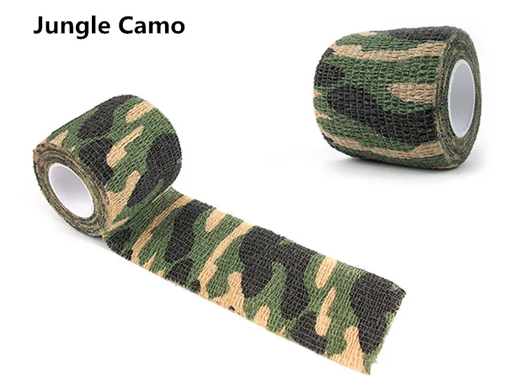 Jungle Camo Многофункциональная камуфляжная обертка, Нетканая самоклеящаяся Камуфляжная Лента для охоты, пейнтбола, страйкбольной винтовки, водонепроницаемая Нескользящая стелс-лента, доступны разные цвета - Цвет: Jungle Camo