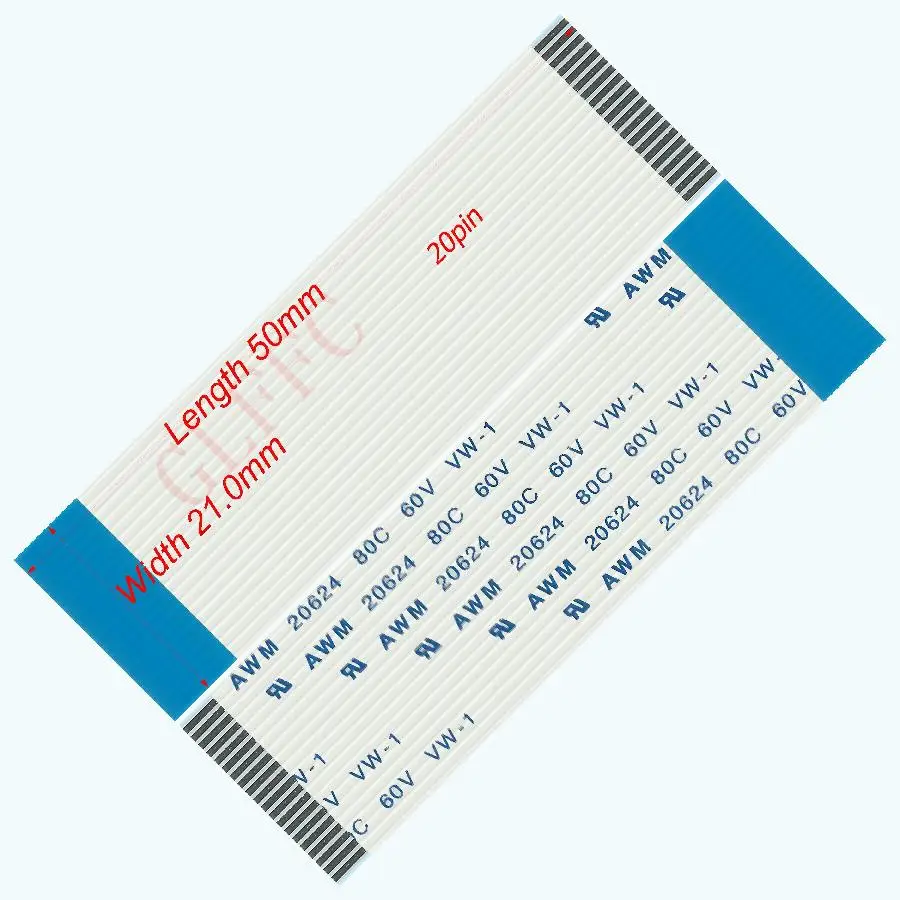 

20pin 1,0 шаг 50 мм-250 мм B-Тип Гибкий плоский кабель FFC awm 20624 ROHS для TTL LCD DVD Компьютера