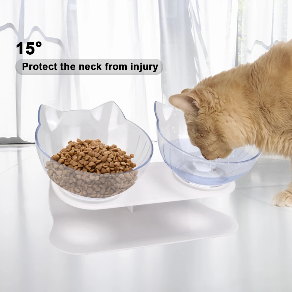 

Non-slip Cat bowl Double Pet Bowl With Overhead Pet Food And Water Bowl Cat And Dog Feeder Safe Pet Supplies Durable Cat Bowl
