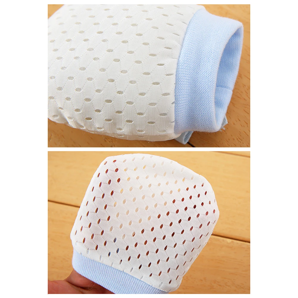Guantes de algod&oacute;n suave para beb&eacute; reci&eacute;n nacido, manoplas con cord&oacute;n ajustable transpirable, protecci&oacute;n antiara&ntilde;azos, 1 par-4