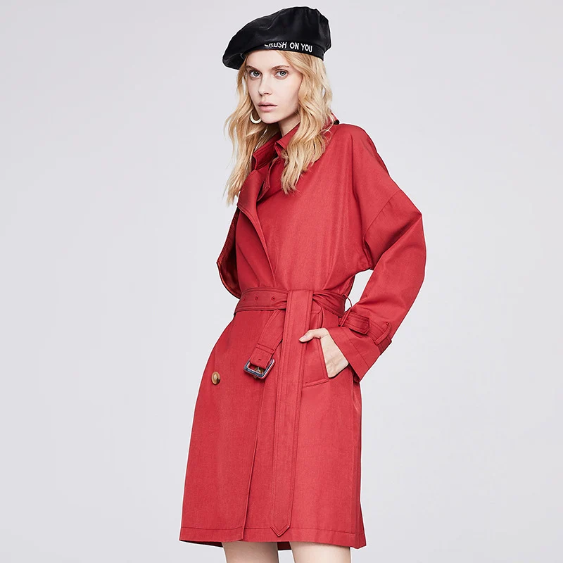 

Женский двубортный плащ с отложным воротником, Повседневная офисная ветровка, верхняя одежда, осень 2021