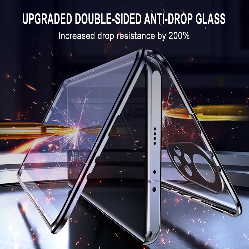 360 magnetic adsorption double sided tempered glass case huawei honor 50 60 pro nova 9 8 7 phone shell lens all protective cover free global shipping