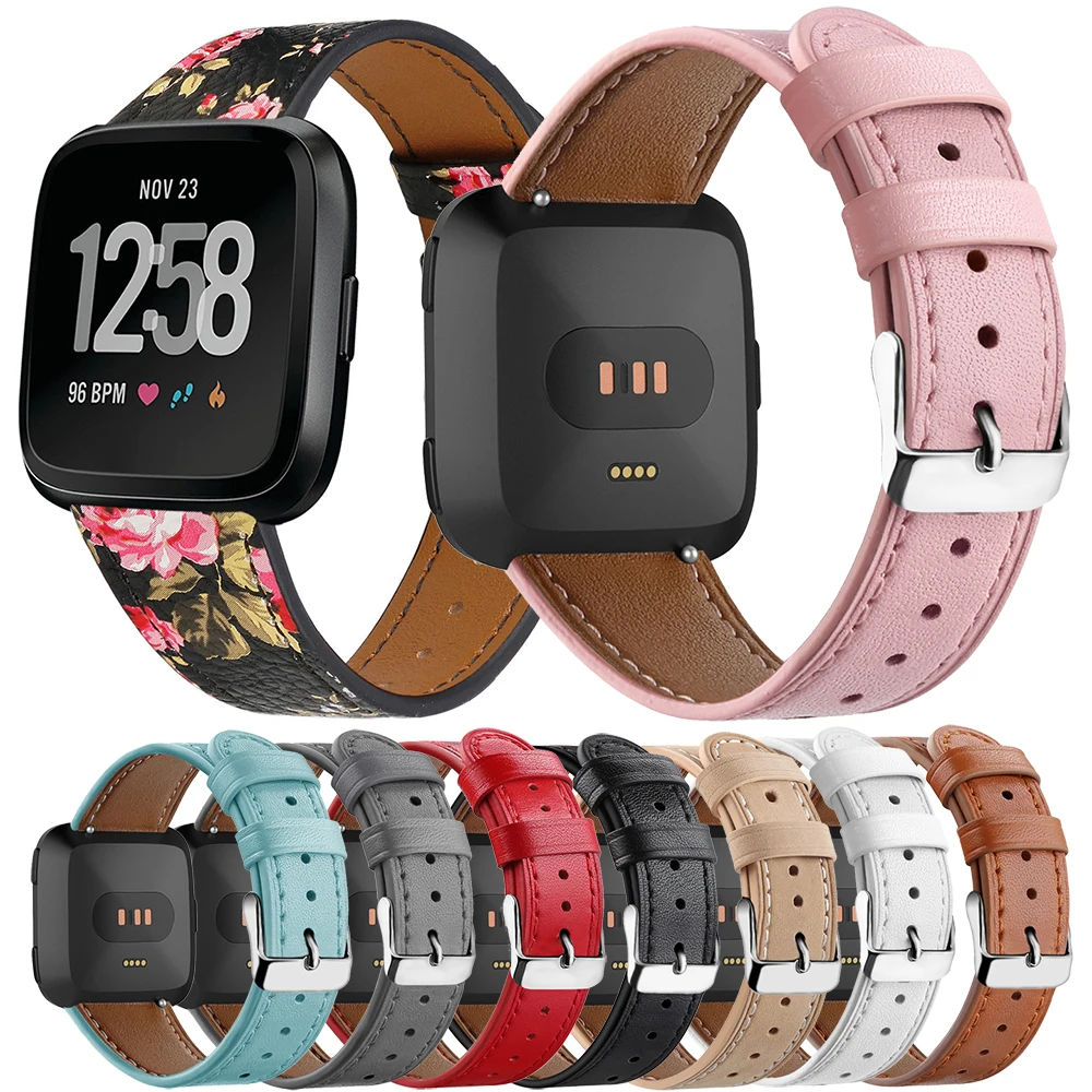 Кожаный браслет ремешок для Fitbit Versa Lite петли натуральная кожа смарт часов Замена