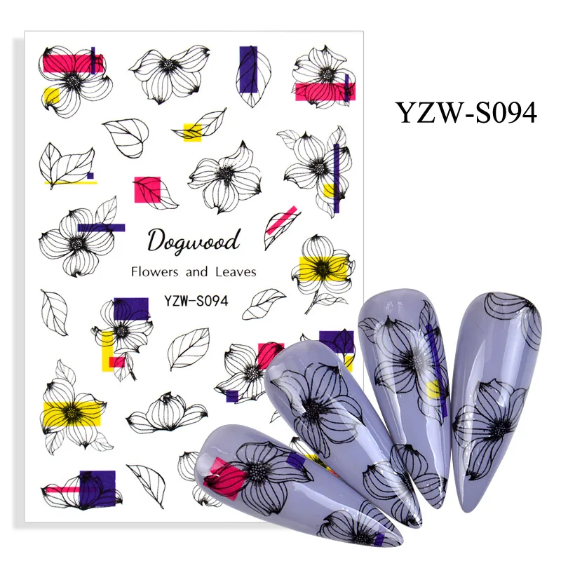 

3D наклейка для ногтей эскиз Лилия Цветок слайдер Фотообои наклейки милый дизайн клейкие наклейки для маникюра наклейки