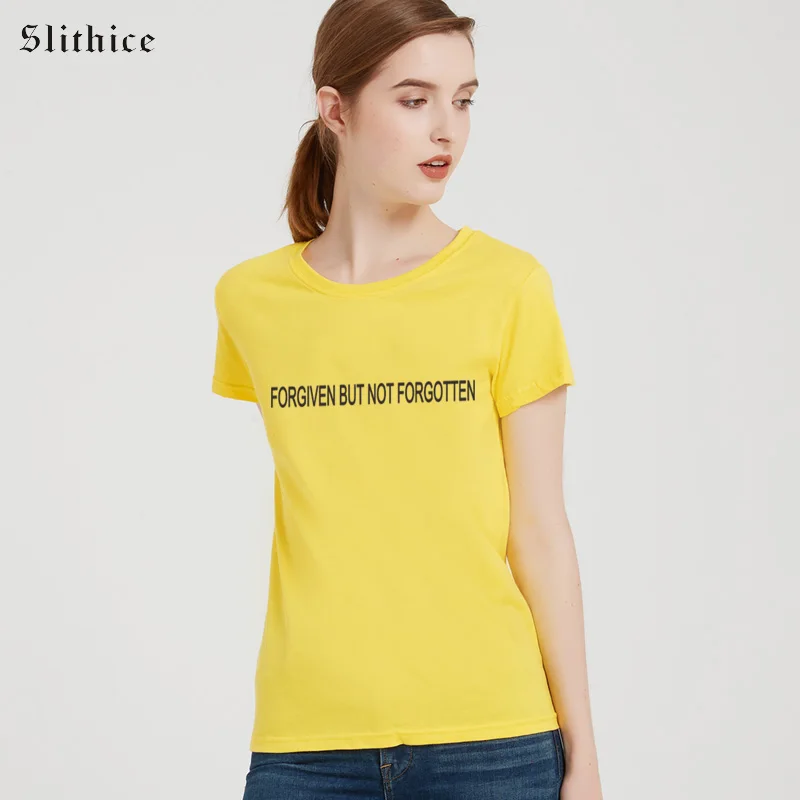 

Женская уличная одежда Slithice из «простить не забытого», женские футболки, топ, забавная хипстерская женская футболка с принтом букв, женская ...