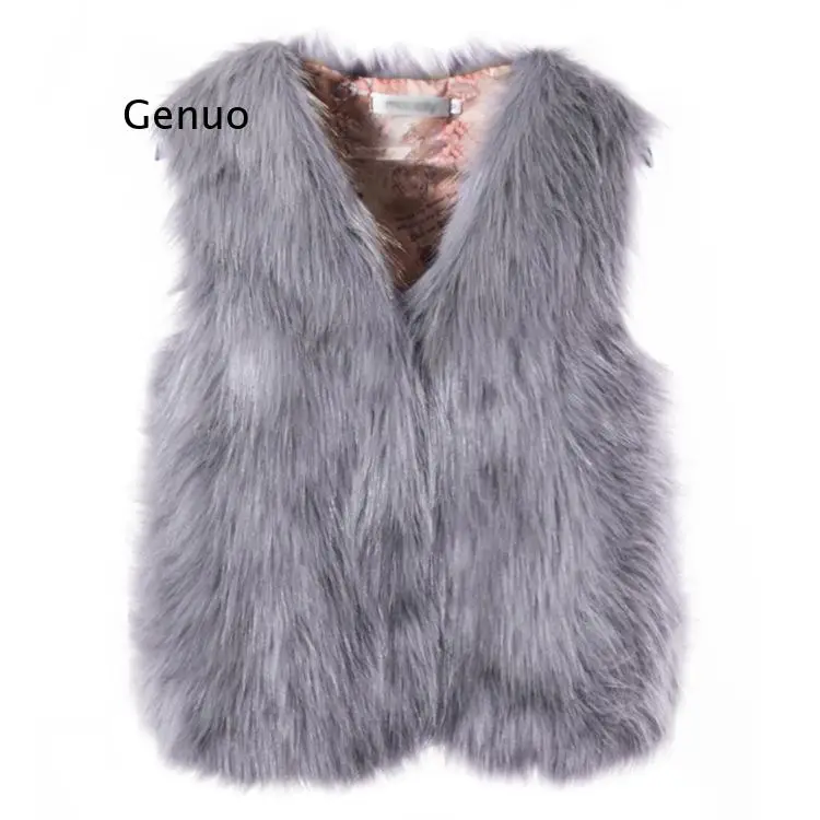 Шуба из искусственного меха плюшевая Повседневная теплая облегающая безрукавка