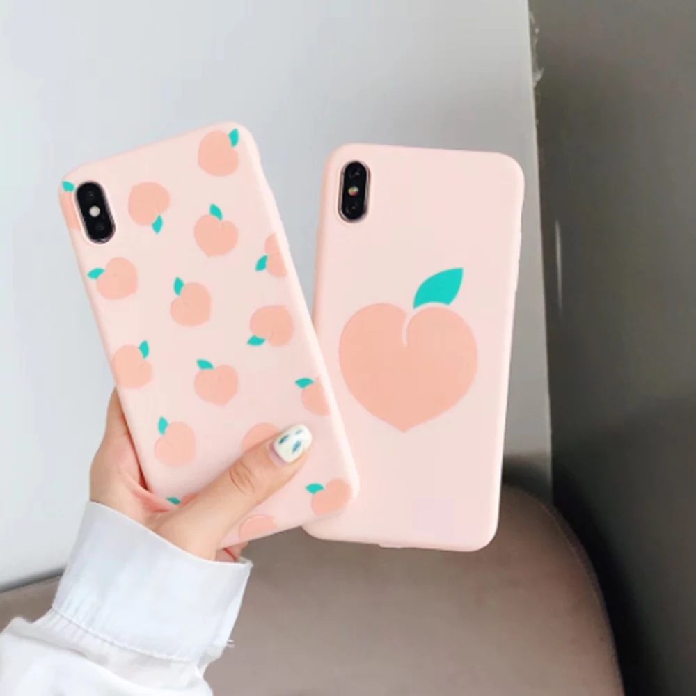 

Simple Fashion Case Fruit Peach Pattern Soft TPU Phone Cover For iphone X Xs max XR 11 Pro Max 6 6S 7 8 plus Case Coque