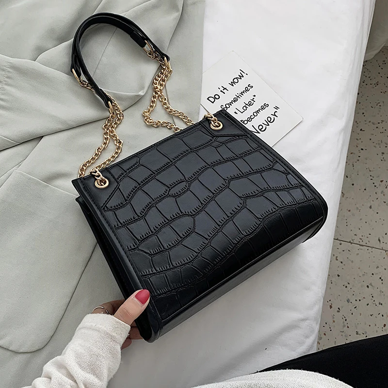 

Stone Pattern Small PU Leather Shoulder Bags For Women 2021 Lady Crossbody Bag Female Fashion Handbags Chain Design Hand Bag