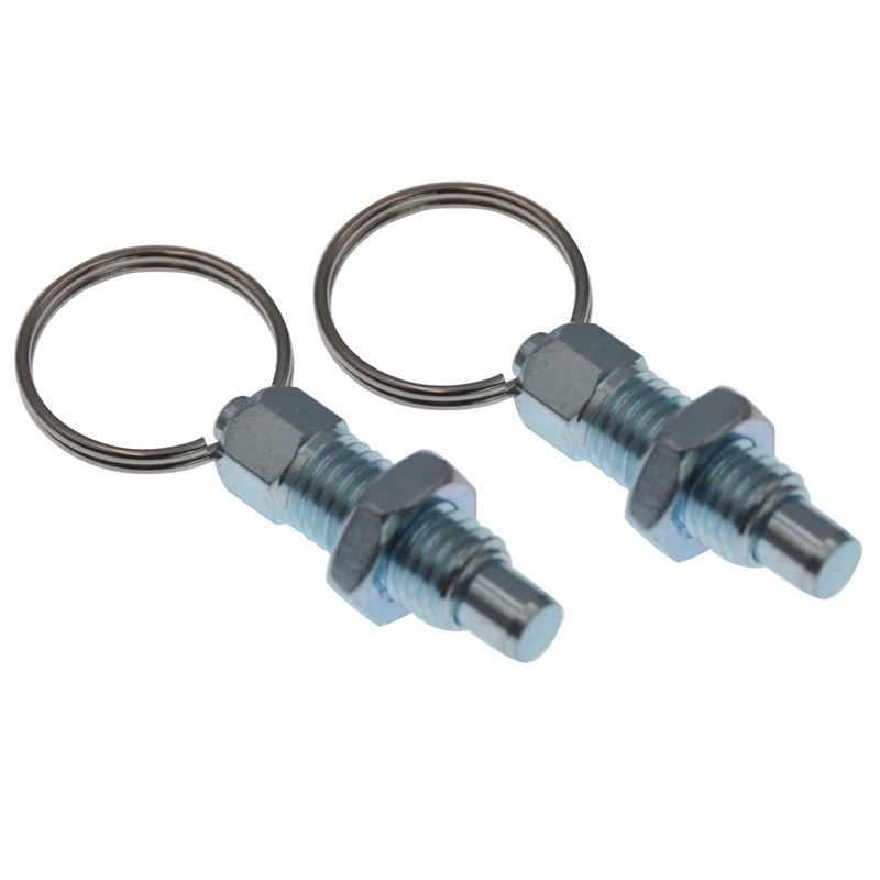 

2PCS Carbon Steel Spring Indexing Plunger with Pull Ring M12 Flat M12X1.75X8mm