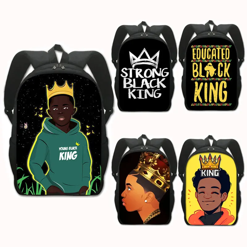 

Young Black King Letter Print Backpack Children School Bags for Teenager Afro Boys Book Bag Men Rucksack Hip Hop Travel Backpack