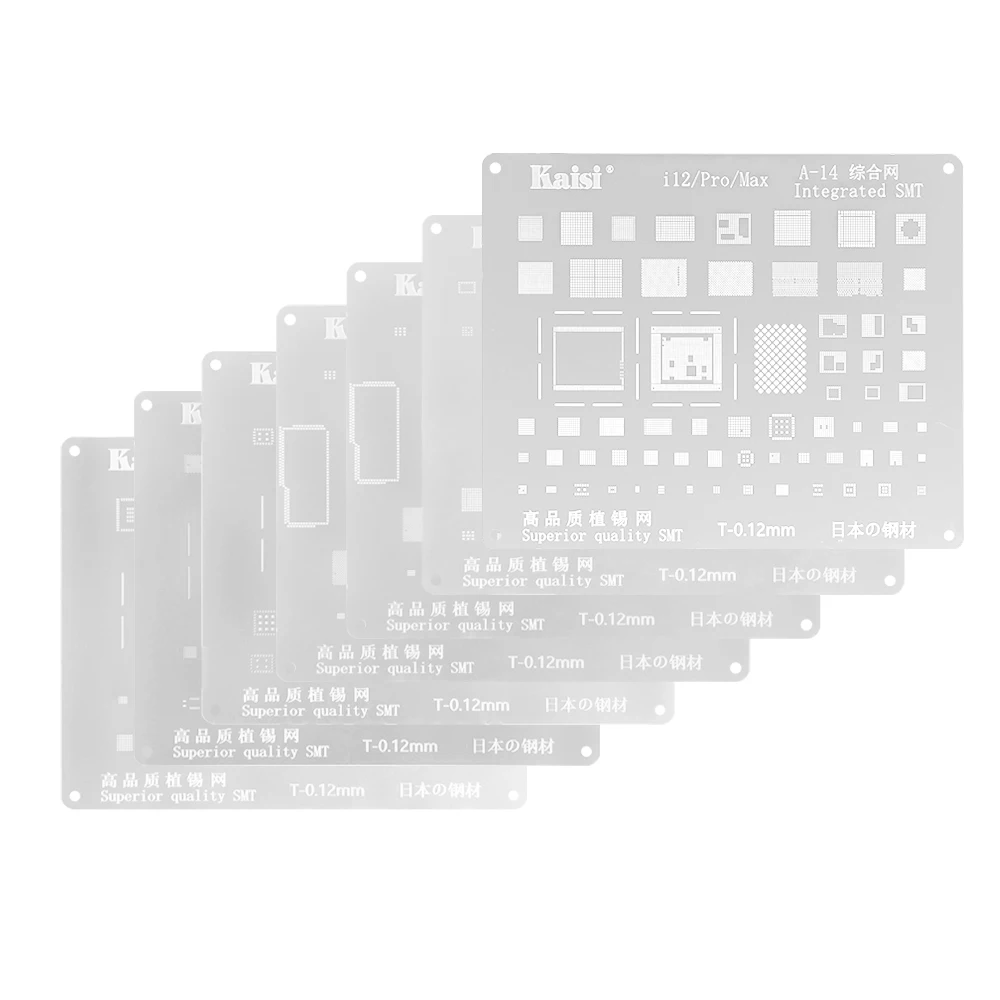 

Kaisi BGA Reballing Stencil Kit For iPhone 6 6s 6sp 7 7p 8 8p X XR XS XS Max 11 11Pro 12 12Pro CPU IC Chip Tin Plant Soldering