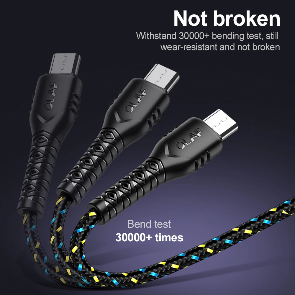 Олаф Micro USB кабель 1 м 2 м 3 м нейлоновый плетеный кабель для быстрой зарядки для samsung huawei Xiaomi Android USB ЗУ для мобильного телефона кабель