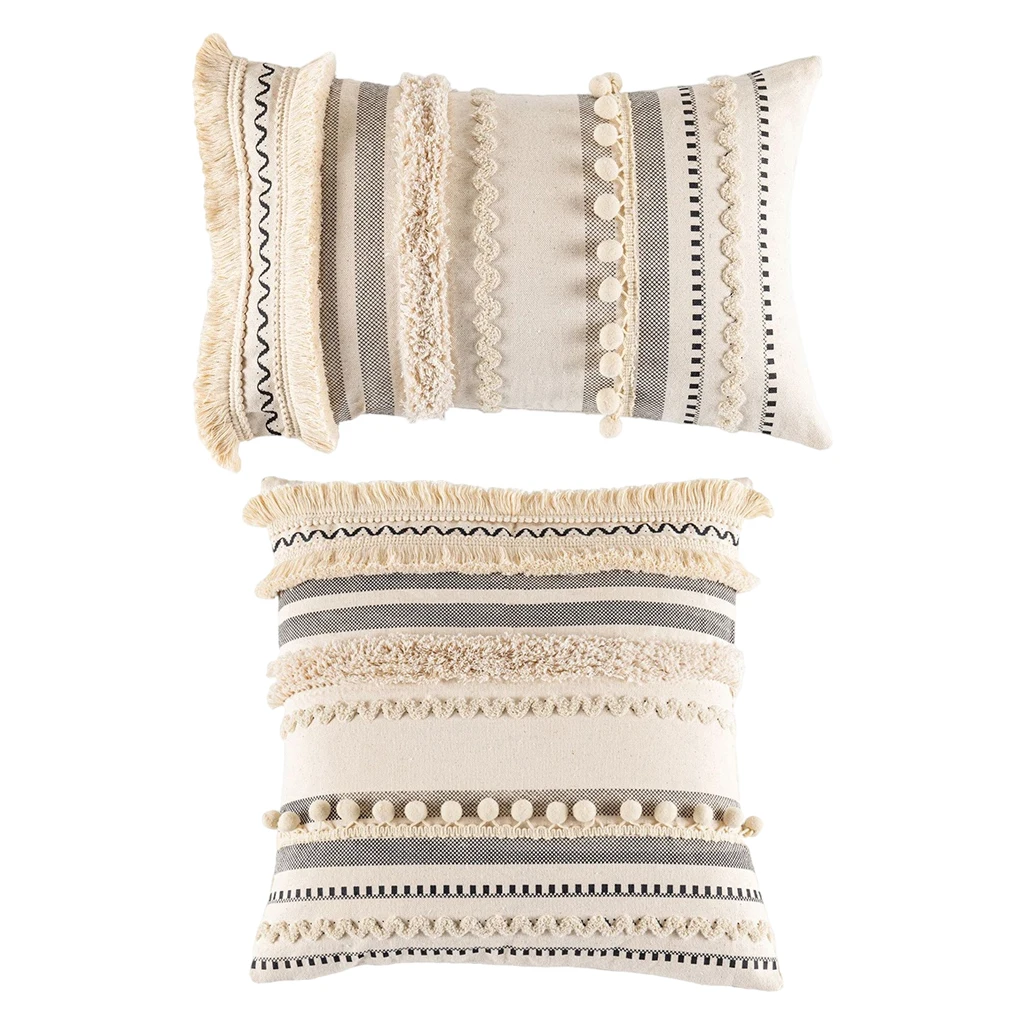 Наволочки в стиле бохо тканые стеганые наволочки для дивана цвета слоновой кости