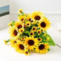 1 piece beautiful sunflower bouquet silk flower high quality artificial flower home garden party wedding decoration diy