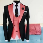 Костюм мужской облегающий из 3 предметов, пиджак, жилет, брюки, смокинг, свадьба, смокинг для шафера, повседневный костюм, 2021