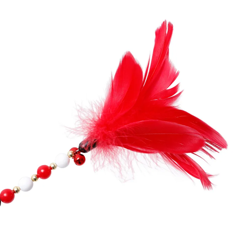 

Cat toy interactive toy acrylic Beaded tube big floating feather tease cat stick