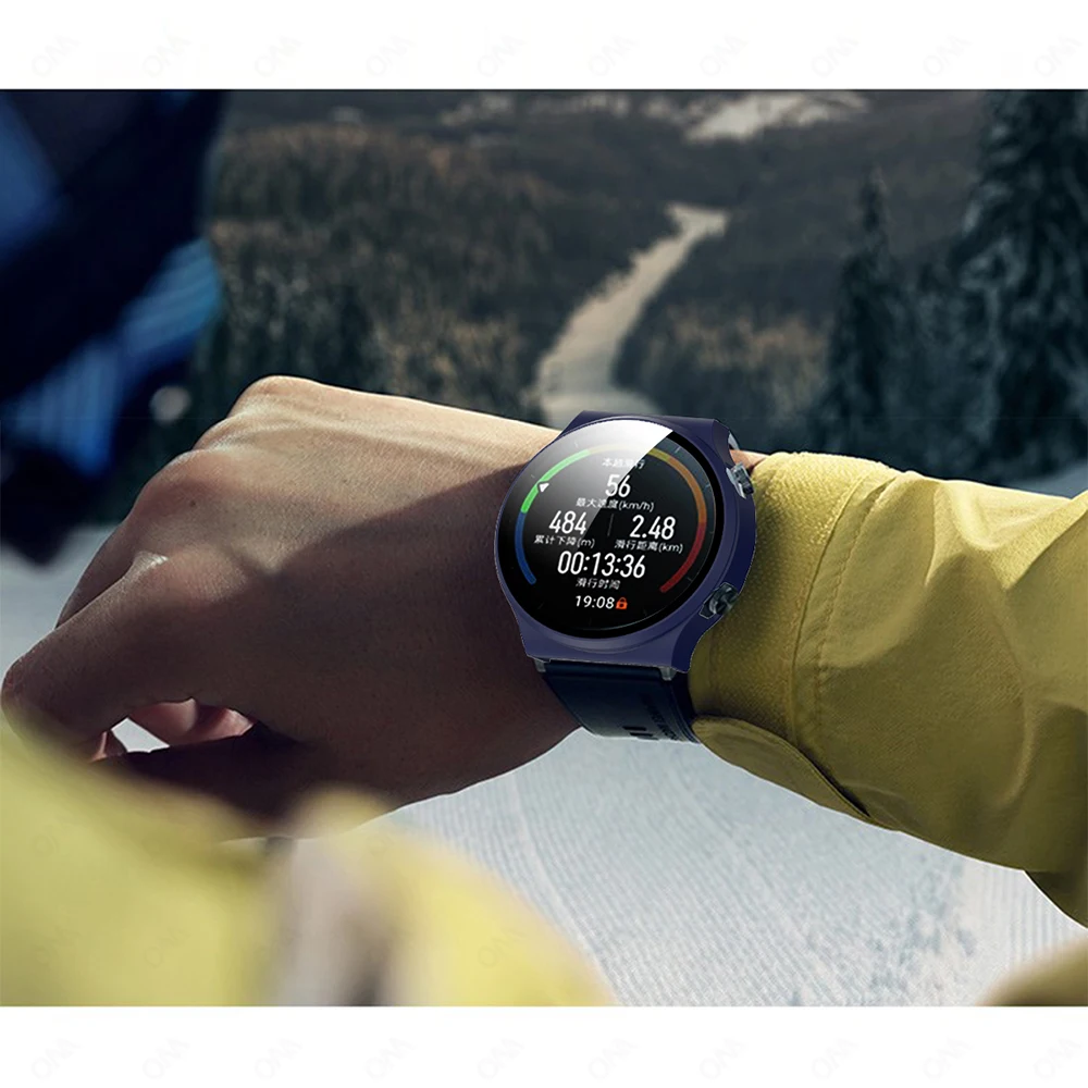 Матовый чехол для Huawei Watch GT 2 Pro Бампер с закаленным стеклом Smartwatch 9H Защита экрана