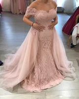 evening dress with detachable skirt 2020 a line modest sexy appliques plus size formal evening prom gown lace prom dresses
