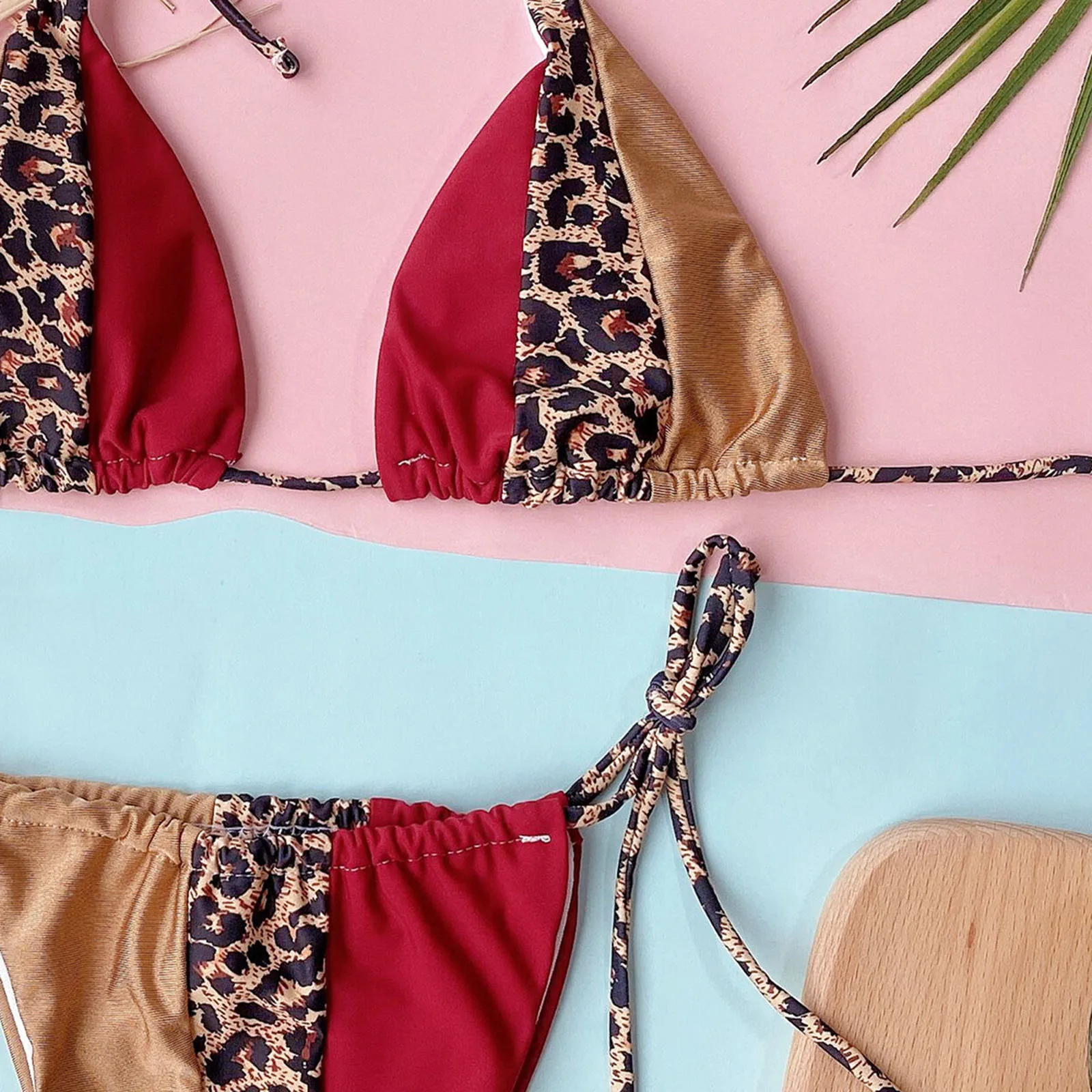 

2020 Mujer Bikinis Set Brazilian Micro Sexy String Swimsuit Female Leopard Pleated Bodysuit Swimwear Women Mini Bathing Set 1209