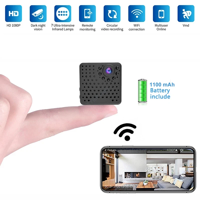 Мини-камера видеонаблюдения 1080P HD Wi-Fi ИК ночное видение | Безопасность и защита