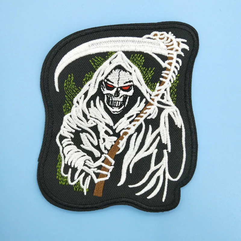 Ghost Skull Grim Reaper с серповидной большой нашивкой Сделай Сам вышитая ткань в стиле