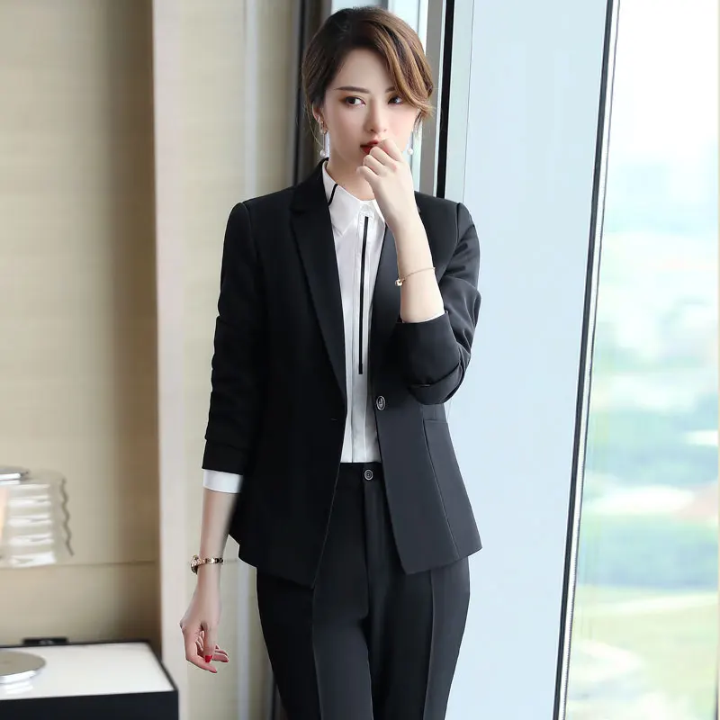 

Women's business suits long sleeve blazer and pants or skirt 2 pcs set office wear set work blazer suit